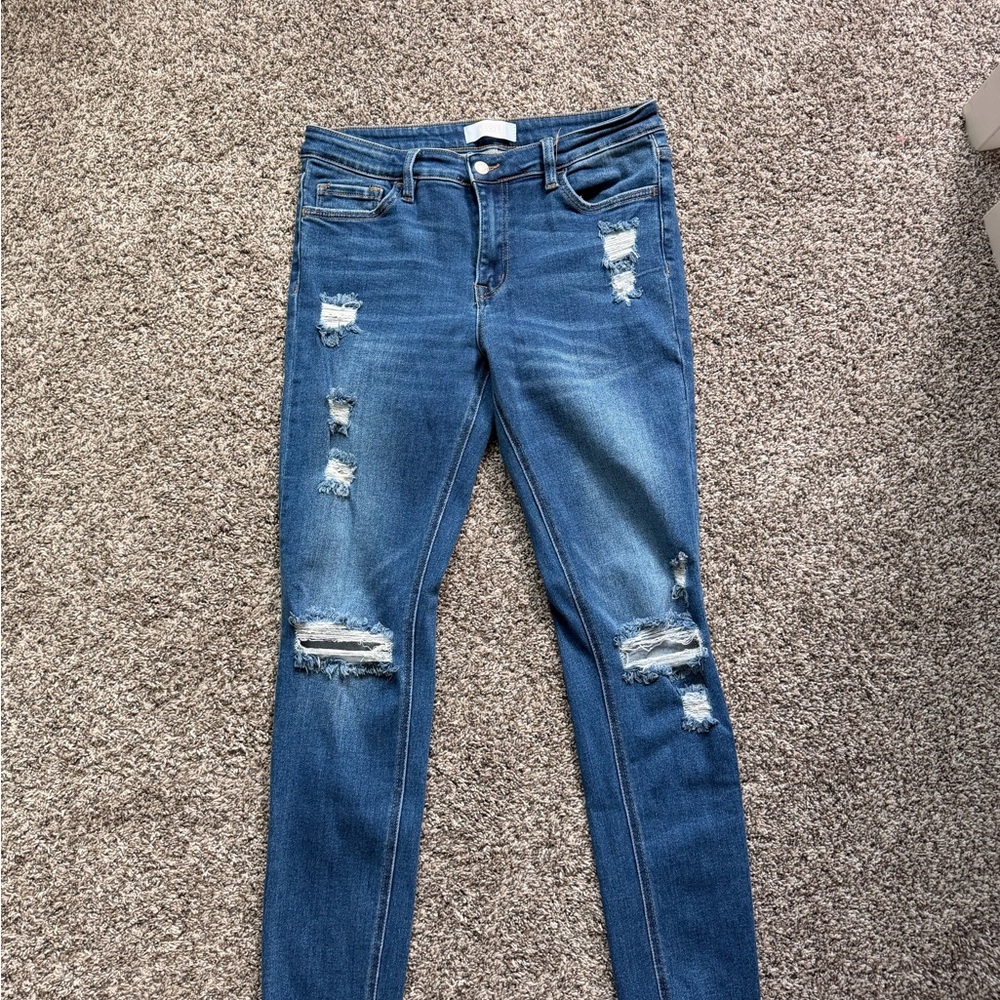 VERVET Blue Ripped Blue Skinny Jeans - Women's Stretch Denim